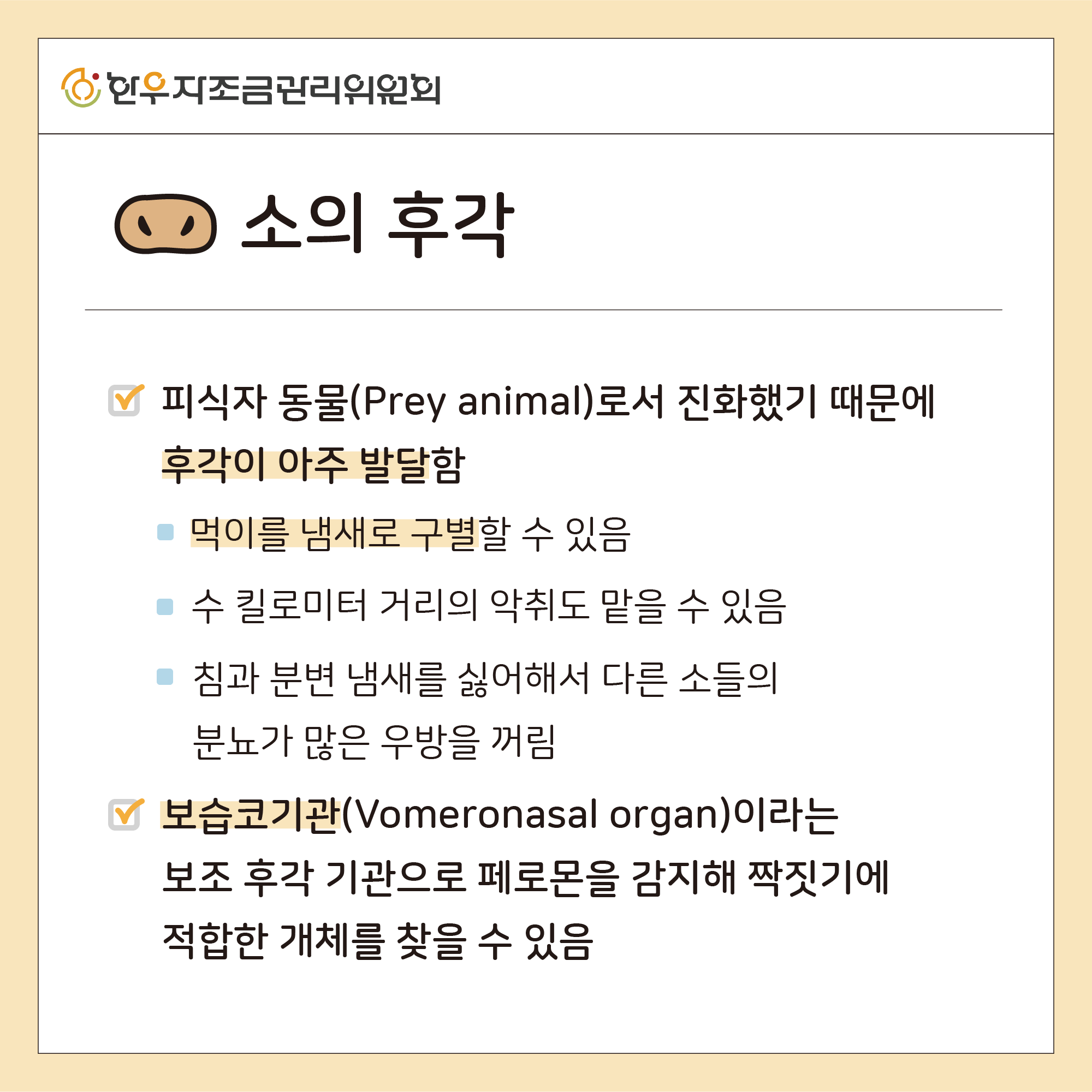 소의 다섯가지 감각